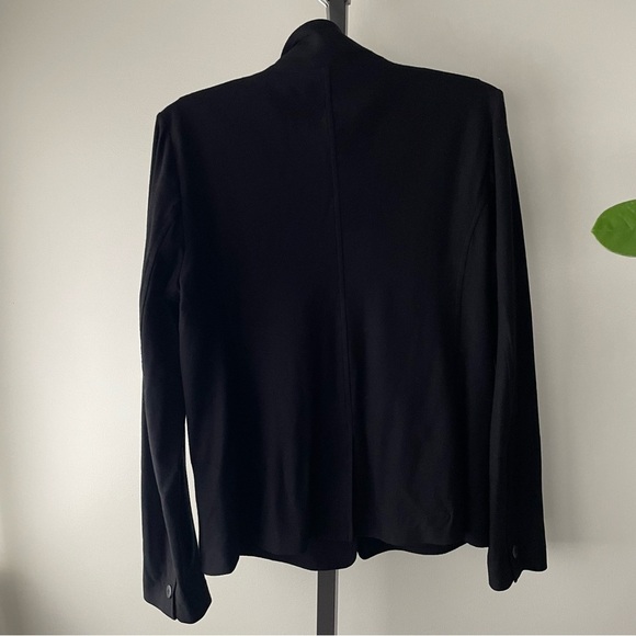 Eileen Fisher Collarless Single Button Blazer Jacket Black Viscose Blend Medium - Picture 3 of 8